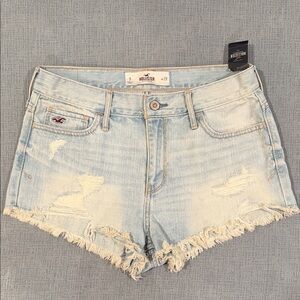 Hollister Women's Distressed Light Blue Jean Shorts